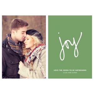 "Joy" on Green Flat 2-Photo Holiday Cards