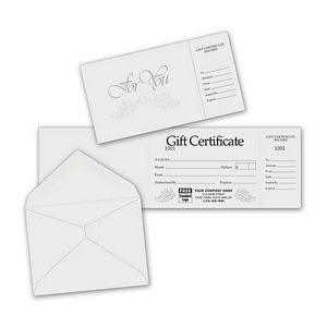 Embossed Silver Foil Gift Certificate with Envelopes
