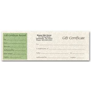 Paradise Green Prestige Collection Gift Certificate with Envelopes