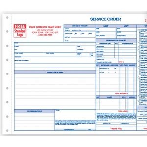HVAC Horizontal Service Order/Invoice Form (3 Part)