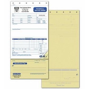 Carbonless Technical Service Order Form w/Claim Check (3-Part)