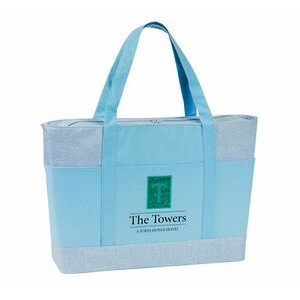 Two-Tone Jute & Canvas Shopping Tote Bag