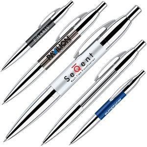 Click Action Brass Ballpoint Pen w/ Polished Chrome Accents