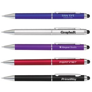 Plastic Dual Function Ballpoint Pen w/ Soft Touch Stylus Tip