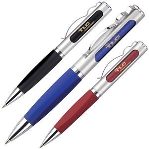 Twist Action Solid Brass Ballpoint Pen w/ Dual Logo/Message Function