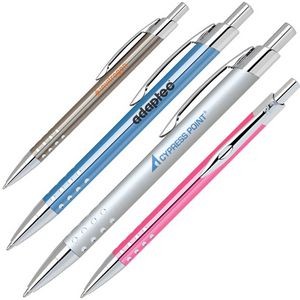 Lightweight Click Action Aluminum Ballpoint Pen w/ Dotted Chrome Grip (OUTDATED)