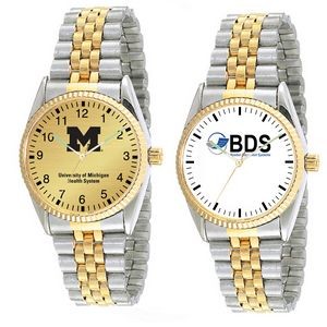 Traditional Design Quartz Watch w/Rippled Bezel