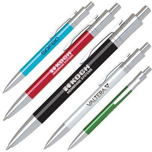 Click Action Aluminum Ballpoint Pen w/ Chrome Trim