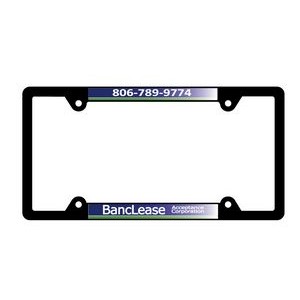 Black Plastic Signature Dome Standard License Plate Frame w/White Reflective