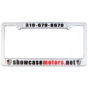 Chrome Plated Metal Signature Dome License Plate Frame w/Metal Chrome Material