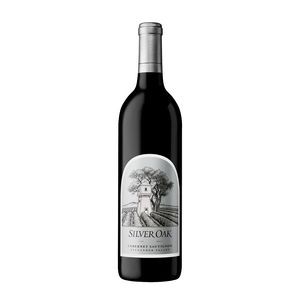 Etched Silver Oak Alexander Valley Cabernet Red Wine w/Color Fill