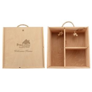Rustic Laser-Engraved Compartment Gift Set Wood Box