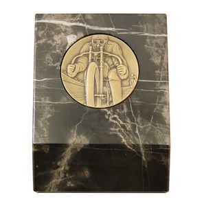Chocolate Brown Marble Paper Weight w/Medallion Recess (3