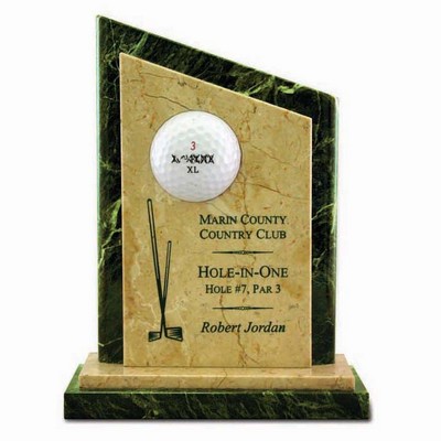 Jade Leaf Green/Botticino Beige Marble Hole in One View Point Golf Award