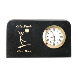 Jet Black Marble Plaque w/Mini Clock