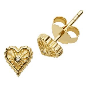 Jilco Inc. 14K Yellow Gold Vermeil Diamond Starburst Heart Earrings