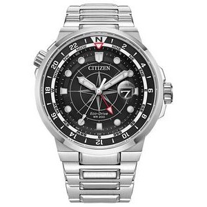 Citizen® Men's Endeavor Stainless Steel Eco-Drive Watch w/Black Dial