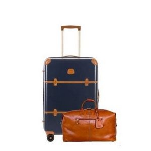 Bric's 27'' Bellagio Spinner Trunk-Life Navy Blue Pelle Leather Cargo Duffle Set