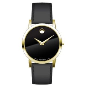 Movado Ladies' Classic Museum Watch w/Black Dial & Gold Case