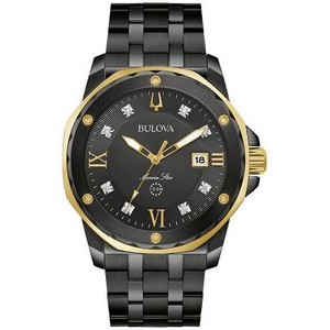 Bulova® Men's Marine Star Diamond Dial Black Watch