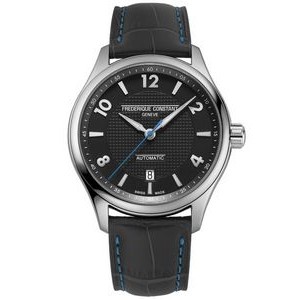 Frederique Constant® Men's Automatic Leather Strap Watch w/Black Dial