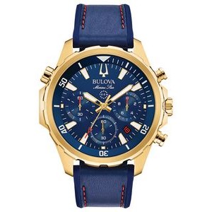 Bulova® Men's Marine Star Sporty Blue Dial Watch w/Blue Strap