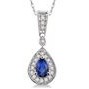Jilco Inc. White Gold Teardrop Sapphire & Diamond Pendant Necklace