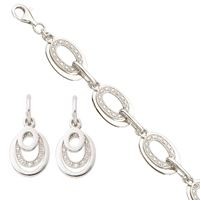 Jilco Inc. Sterling Silver Diamond Bracelet & Earring Set