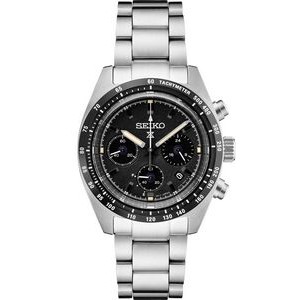 Seiko Men's Prospex Stainless Steel Solar Chronograph Watch w/Black Dial