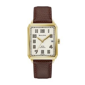 Joseph Bulova® Men's Classic Breton Watch w/Vertical Dial & Leather Strap