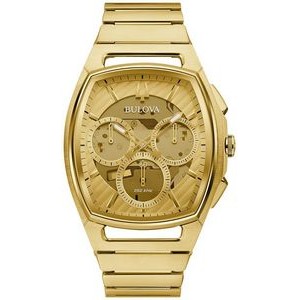 Bulova® Men's Curv Tonneau Gold Tone Watch w/Champagne Dial