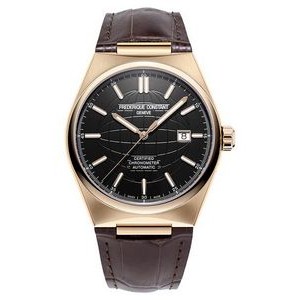 Frederique Constant® Men's FC Highlife Automatic Brown Leather Strap Watch w/Black Dial