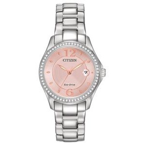 Citizen® Ladies' Eco-Drive Silver-Tone Watch w/Blush Pink Dial