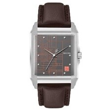 Frank Lloyd Wright® Men's Brown Leather Strap Watch w/Brown Detailed Dial & Silver Accents