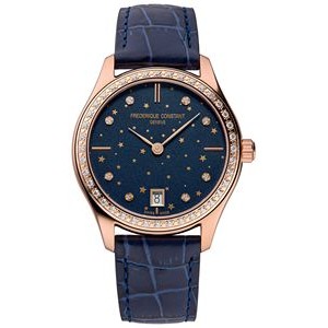 Frederique Constant® Ladies' Quartz Leather Strap Watch w/Blue Dial