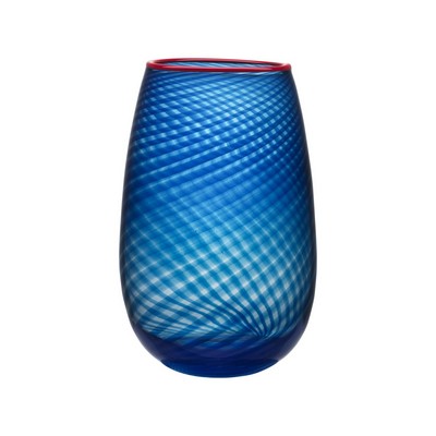 Orrefors Kosta Boda Red Rim Vase (Blue - 12.6"H)