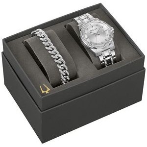 Bulova® Men's Crystal Box Set w/Silver Tone Watch & Bracelet