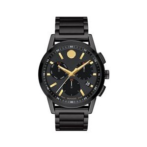Movado Gent's Black Sports Watch w/Gold Accents
