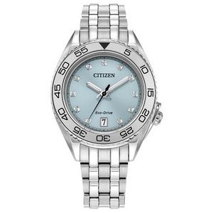 Citizen® Ladies' Sport Luxury Stainless Steel Bracelet Watch w/Light Blue Dial