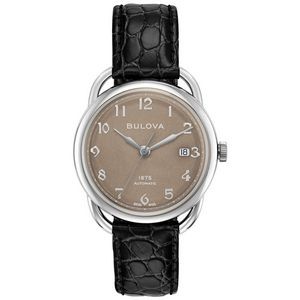 Joseph Bulova® Men's Classic Commodore Watch w/Brown Dial & Black Strap