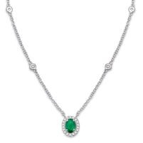Jilco Inc. Emerald Green & Diamond Necklace