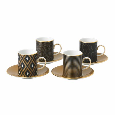 Wedgwood Arris Accent 6 Oz. Espresso Cup & Saucer (Assorted Set of 4)