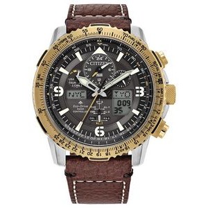 Citizen® Men's Promaster Skyhawk Leather Strap Watch w/Gray Dial