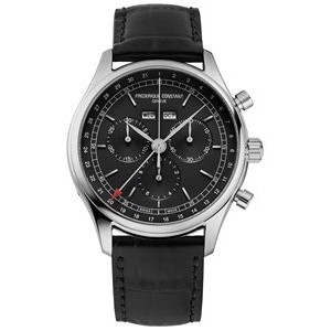 Frederique Constant® Men's Quartz Leather Strap Watch w/Gray Dial
