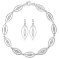Jilco Inc. Organic Leaf Earrings & Diamond Bracelet Set