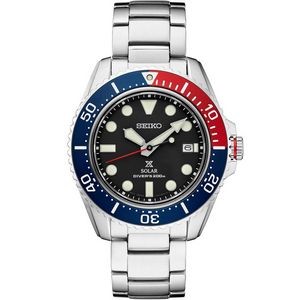 Seiko Prospex Diver's Stainless Steel Solar Watch w/Blue & Red Bezel