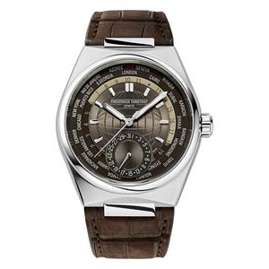 Frederique Constant® Highlife Worldtimer Manufacture Leather Strap Watch w/Brown Dial