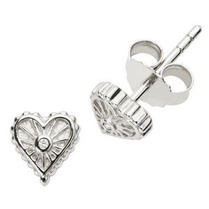 Jilco Inc. Sterling Silver Diamond Starburst Heart Earrings
