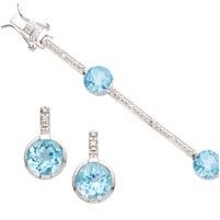 Jilco Inc. Bezel Set Blue Topaz Bracelet & Earring Set