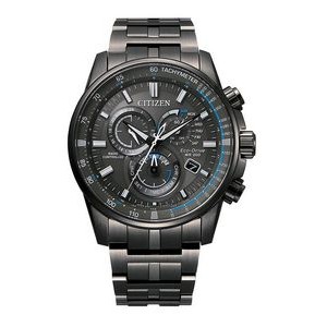 Citizen® Men's Atomic Time Black Eco-Drive Watch w/Gray Dial